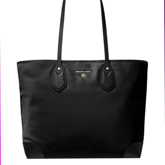 MICHAEL KORS Large Black Gabardine Nylon EVA Shopper Tote Saffiano Leather Trim - Picture 16 of 16